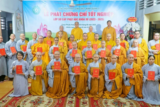 TP.HCM: Lễ tốt nghiệp Lớp Sơ cấp Phật học Quận 3 khóa XV (2023–2025)