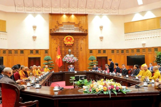 Phó Thủ tướng Thường trực Nguyễn Hòa Bình tiếp phái đoàn Ủy ban Tổ chức Đại lễ Vesak Liên Hiệp Quốc